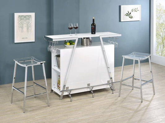Araceli - Freestanding LED Home Bar Cabinet - White High Gloss Home Bars by Coaster Fine Furniture - Walls Furniture & Mattress