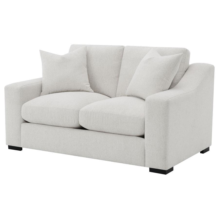 Ashlyn - Fabric Upholstered Track Arm Loveseat - Sand Stationary Loveseats by Coaster Fine Furniture - Walls Furniture & Mattress