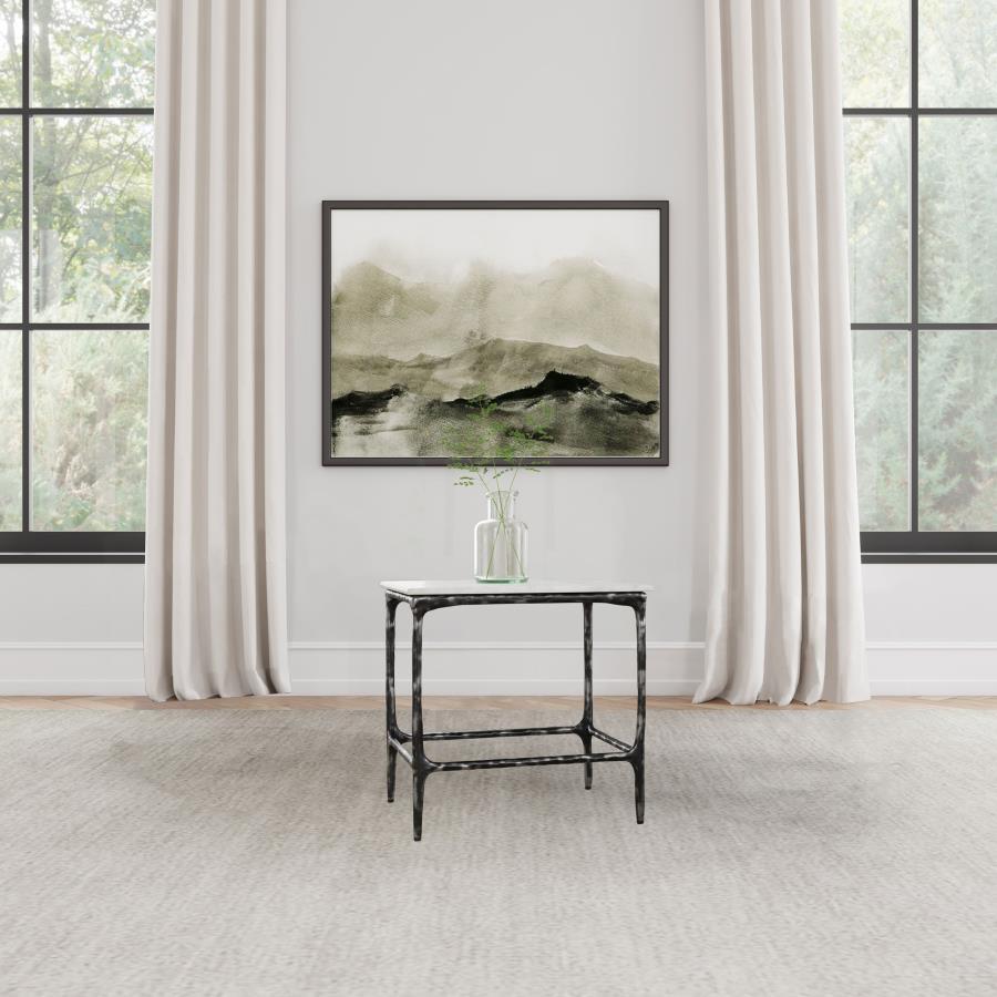 Ebby - Square Genuine Marble Top Metal End Table - White End Tables by Coaster Fine Furniture - Walls Furniture & Mattress