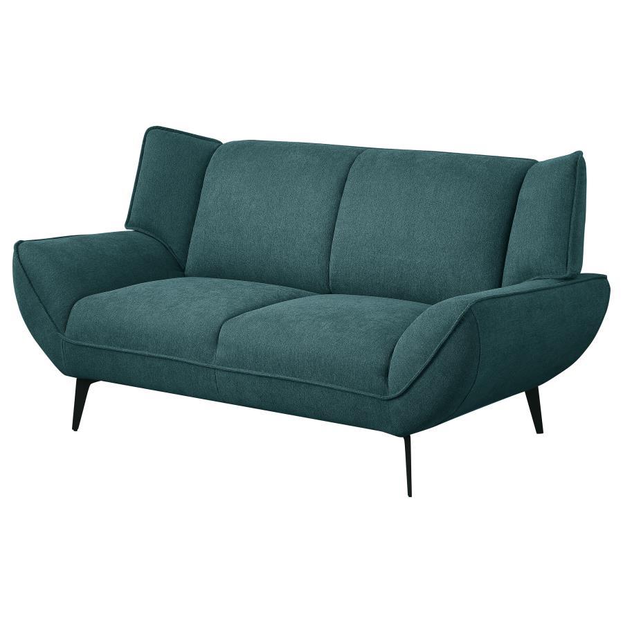 Acton - Upholstered Flared Arm Loveseat - Teal Blue Stationary Loveseats by Coaster Fine Furniture - Walls Furniture & Mattress