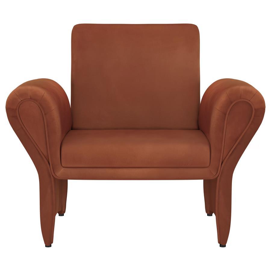 Liana - Upholstered Roll Arm Accent Armchair - Rust Arm Chairs by Coaster Fine Furniture - Walls Furniture & Mattress