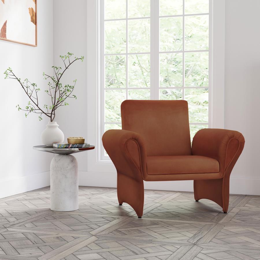 Liana - Upholstered Roll Arm Accent Armchair - Rust Arm Chairs by Coaster Fine Furniture - Walls Furniture & Mattress