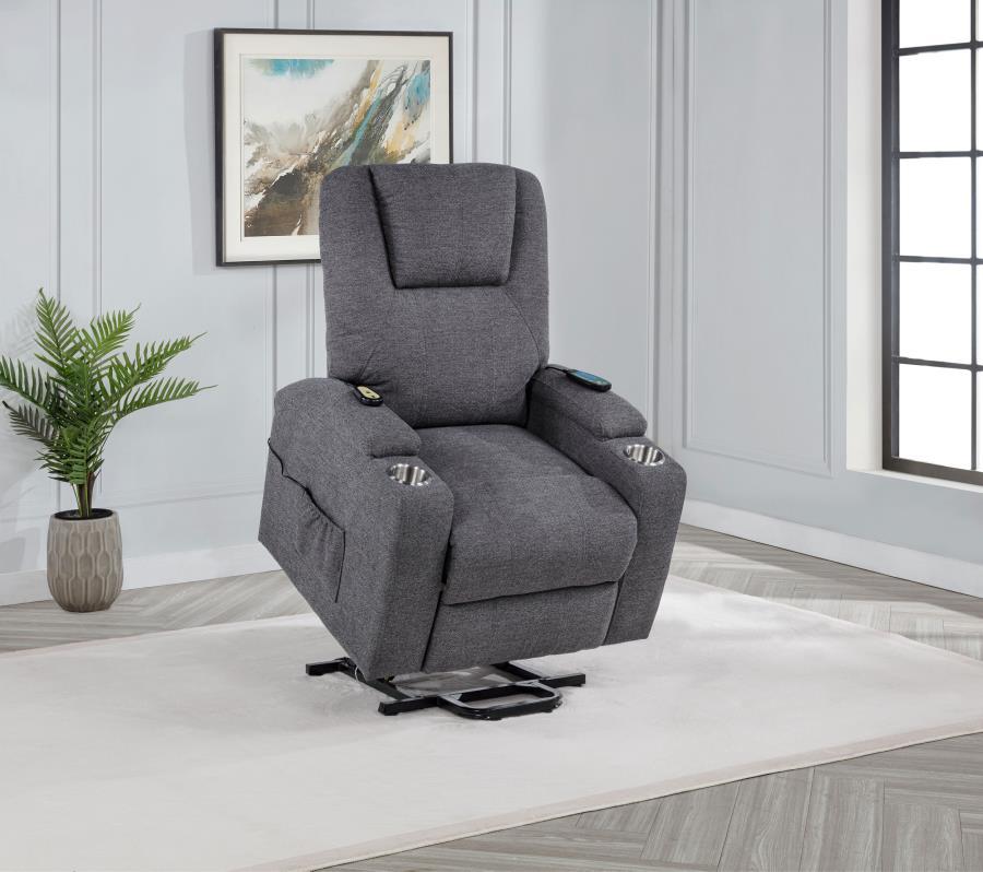 Louie - Chenille Upholstered Power Lift Massage Chair Lift Chairs by Coaster Fine Furniture - Walls Furniture & Mattress