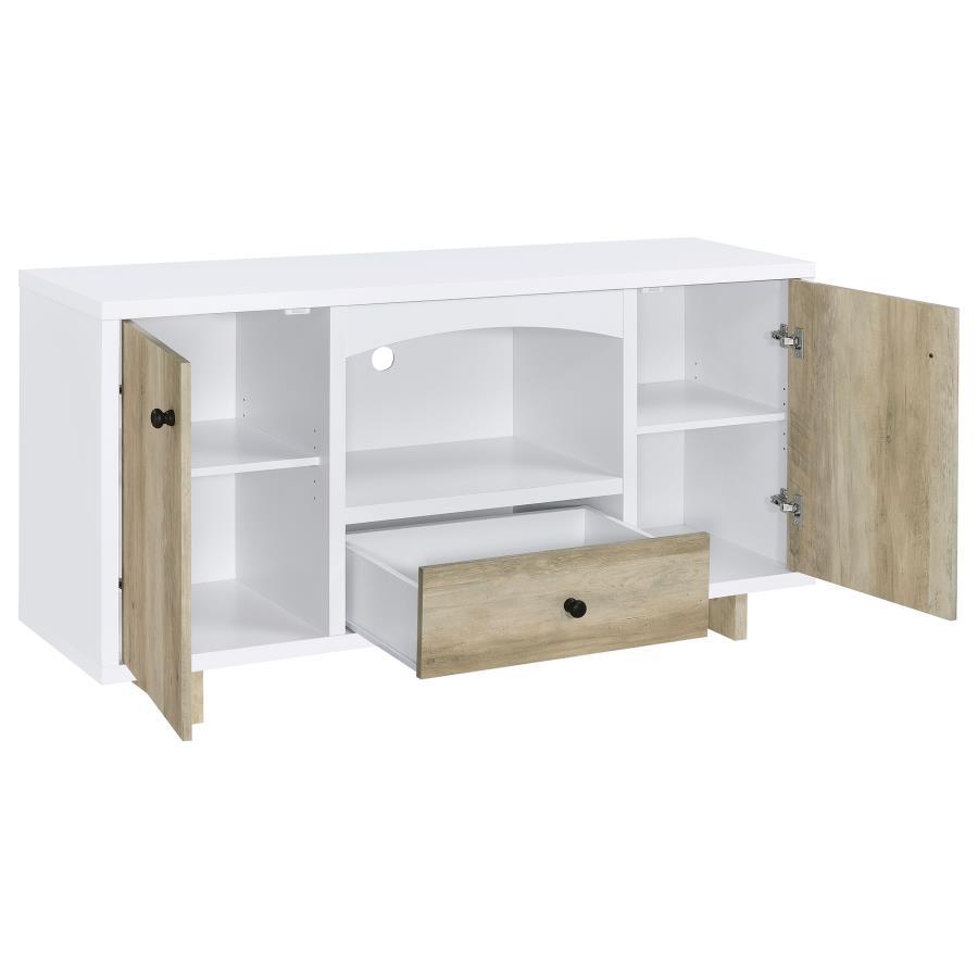 Dalton - 2 Door Storage Credenza - White And Distressed Pine Credenzas by CoasterEveryday - Walls Furniture & Mattress