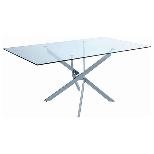 Carmelo - Rectangular Glass Top Dining Table - Chrome Dining Tables by CoasterEveryday - Walls Furniture & Mattress