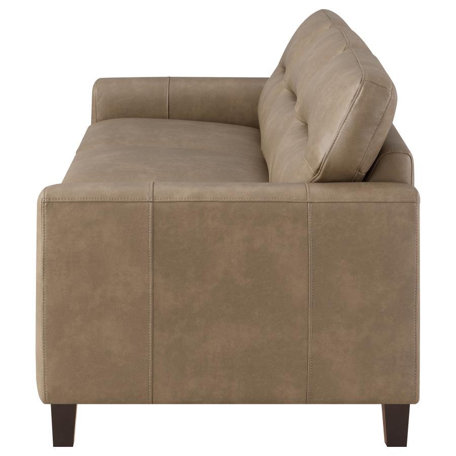 Scotland - Faux Leather Upholstered Track Arm Sofa Stationary Sofas by Coaster Fine Furniture - Walls Furniture & Mattress
