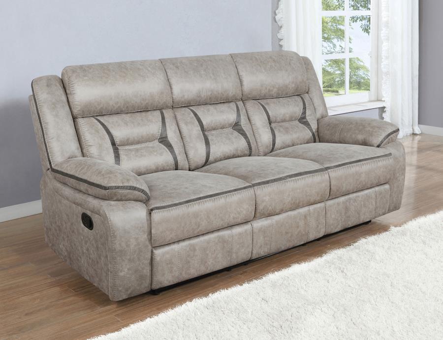 Greer - Upholstered Motion Reclining Sofa Reclining Sofas by CoasterEveryday - Walls Furniture & Mattress