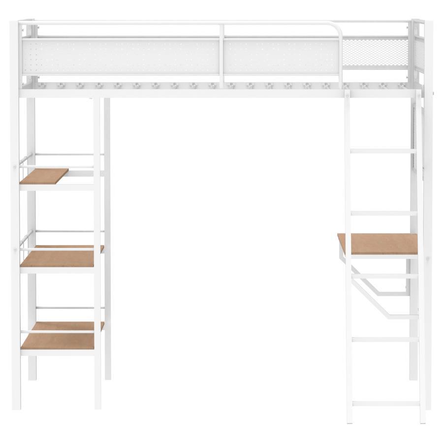 Campus - 3 - Shelf Metal Twin Workstation Loft Bed Loft Beds by Coaster Fine Furniture - Walls Furniture & Mattress