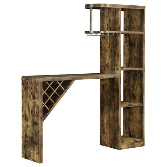 Belvedere - 5 - Shelf Home Bar Table Wine Storage - Rustic Nutmeg Home Bars by CoasterEveryday - Walls Furniture & Mattress