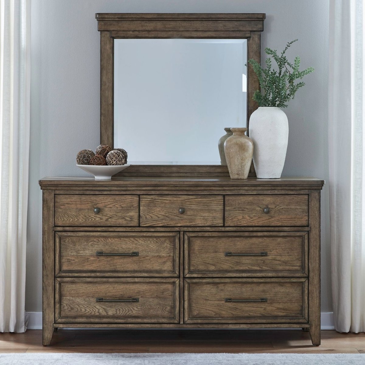 Carolina Park - Dresser & Mirror - Brown Dresser & Mirror by Liberty Furniture - Walls Furniture & Mattress