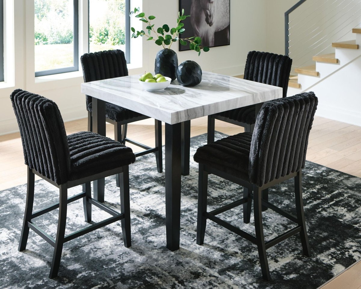 Mervannie - 5 Pc. - Counter Height Dining Table And 4 Barstools - Gray / Black 5 Piece Dining Room Sets by Signature Design by Ashley® - Walls Furniture & Mattress