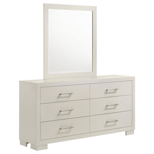 Jessica - 6 - Drawer Dresser With Mirror Dresser & Mirror by CoasterEssence - Walls Furniture & Mattress
