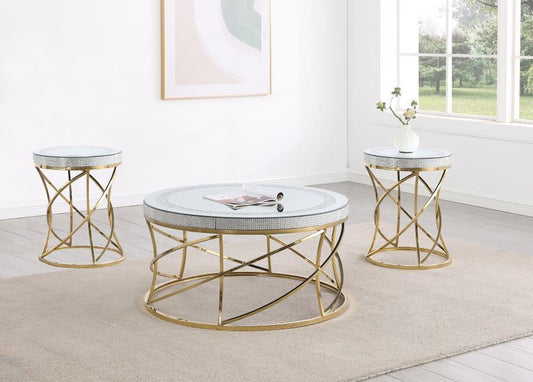 Elise - Round Mirror Top Coffee Table Set Table Sets by Coaster Fine Furniture - Walls Furniture & Mattress