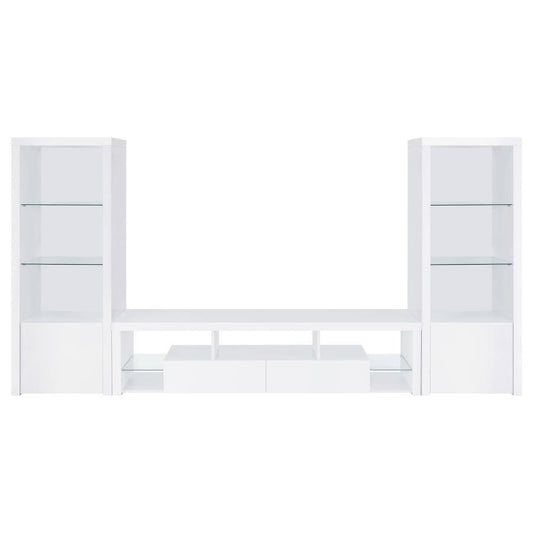 Jude - 3 Piece TV Entertainment Center - White High Gloss Entertainment Centers by Coaster Fine Furniture - Walls Furniture & Mattress