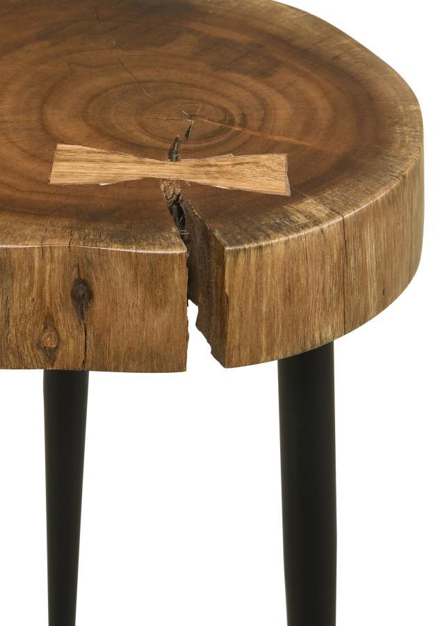 Keith - Round Solid Tree Trunk Side Table - Natural And Black Side Tables by Coaster Fine Furniture - Walls Furniture & Mattress