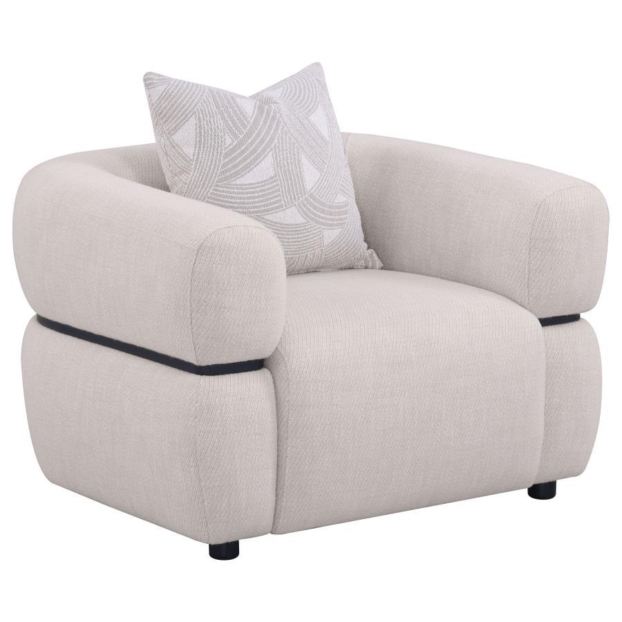 Jeanette - Fabric Upholstered Round Arm Accent Chair - Beige Arm Chairs by Coaster Fine Furniture - Walls Furniture & Mattress