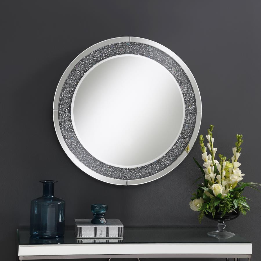 Lixue - Round Wall Mirror LED Lighting - Silver Wall Mirrors by CoasterEssence - Walls Furniture & Mattress