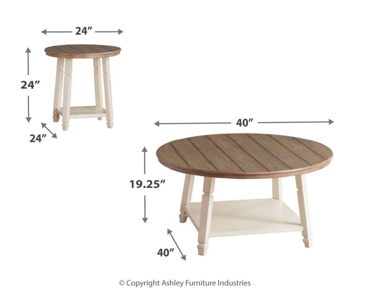 Bolanbrook - Occasional Table Set (Set of 3) - White / Brown / Beige Table Sets by Signature Design by Ashley® - Walls Furniture & Mattress