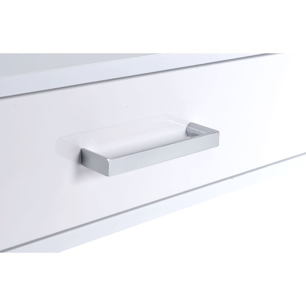 Coleen - Desk - White High Gloss & Chrome Writing Desks by ACME - Walls Furniture & Mattress