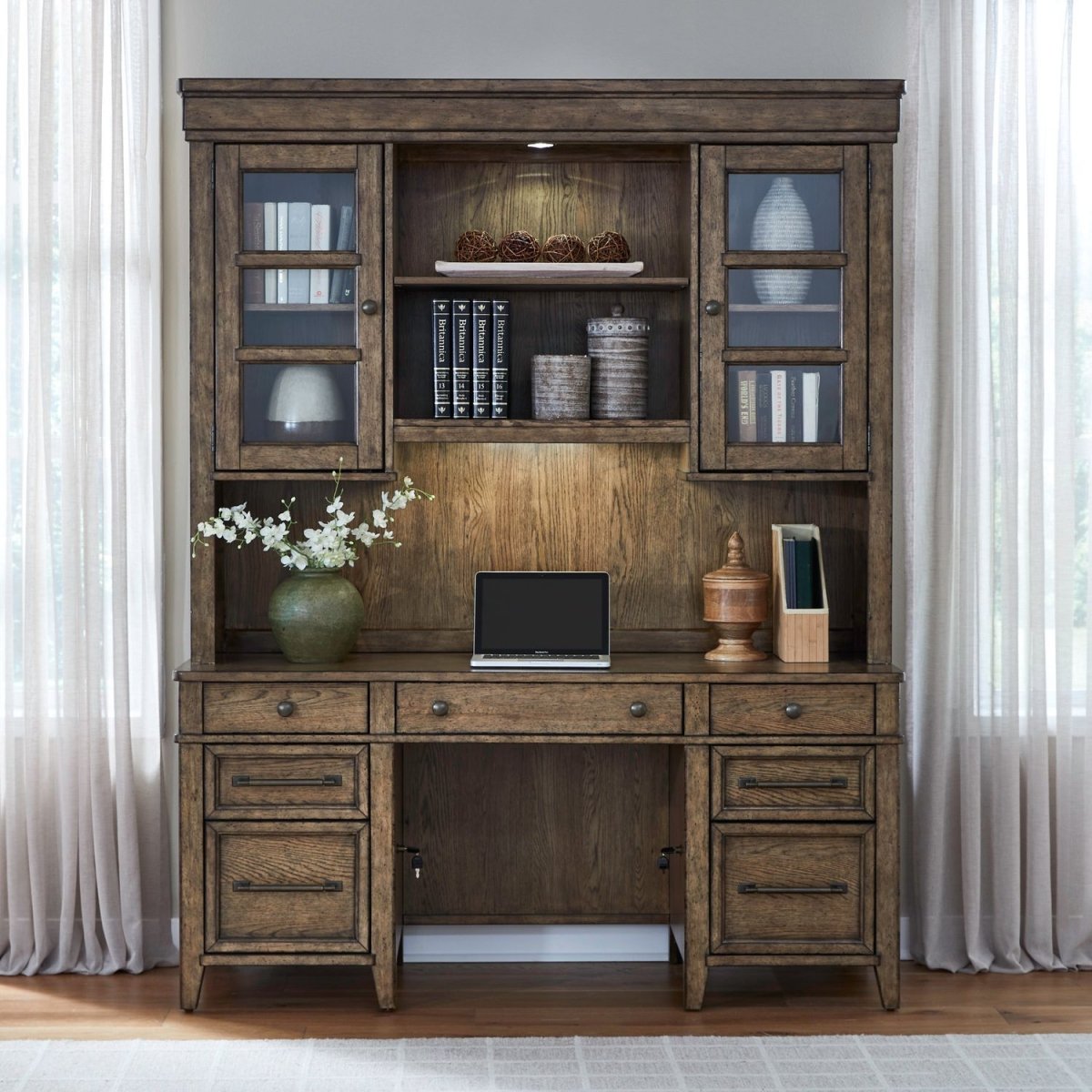Carolina Park - Credenza & Hutch - Brown Credenzas & Hutches by Liberty Furniture - Walls Furniture & Mattress