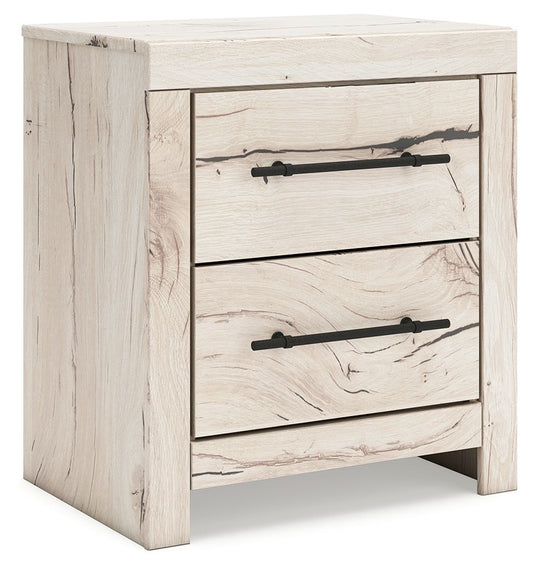 Lawroy - Two Drawer Night Stand - Light Natural Nightstands w/ Charging Stations by Benchcraft® - Walls Furniture & Mattress