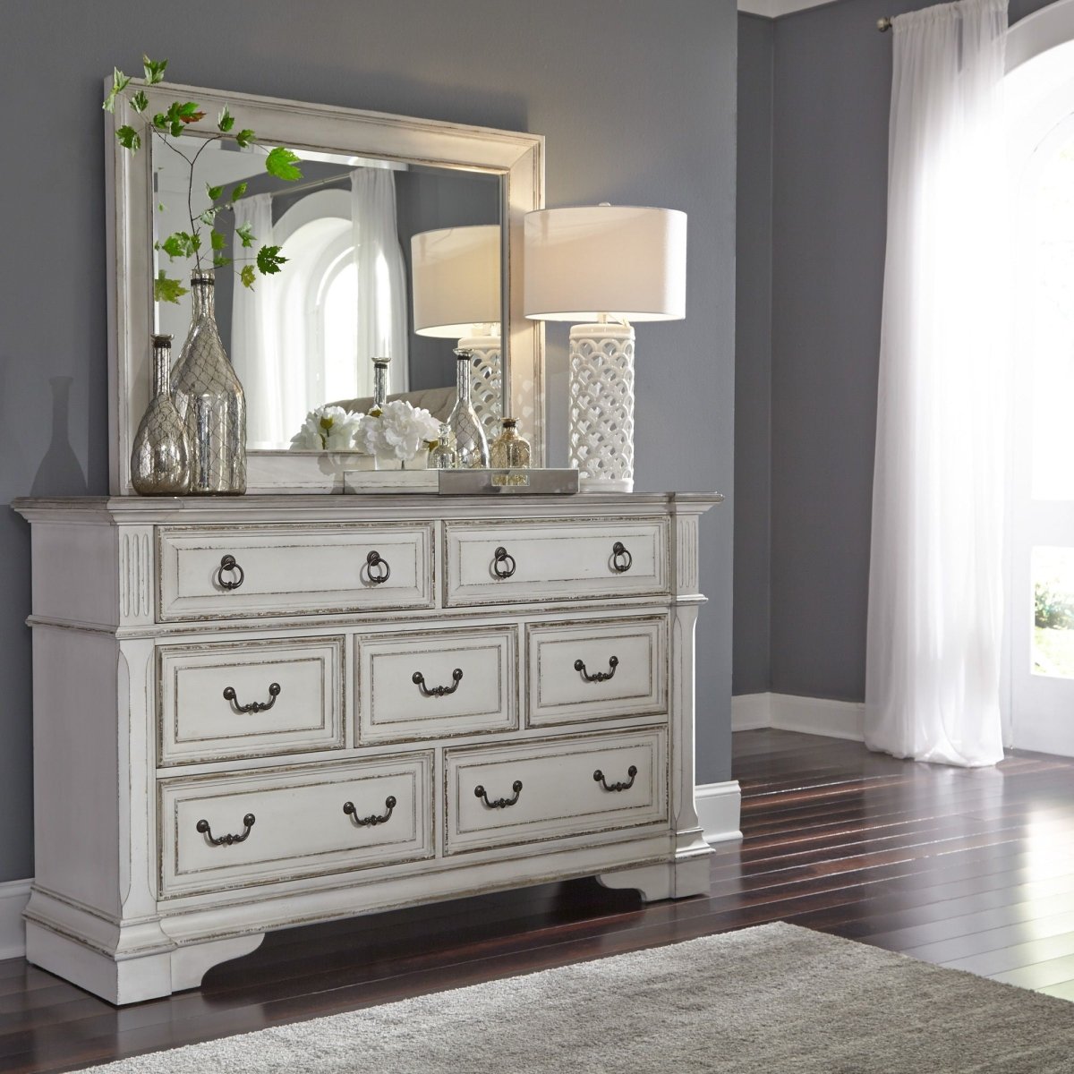 Abbey Park - Dresser & Mirror - White Dresser & Mirror by Liberty Furniture - Walls Furniture & Mattress