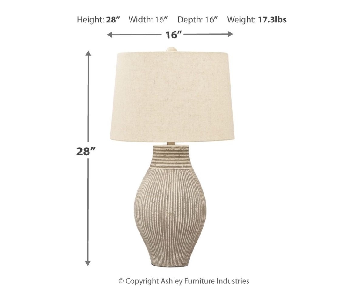 Layal - Paper Table Lamp - Beige Table Lamps by Signature Design by Ashley® - Walls Furniture & Mattress