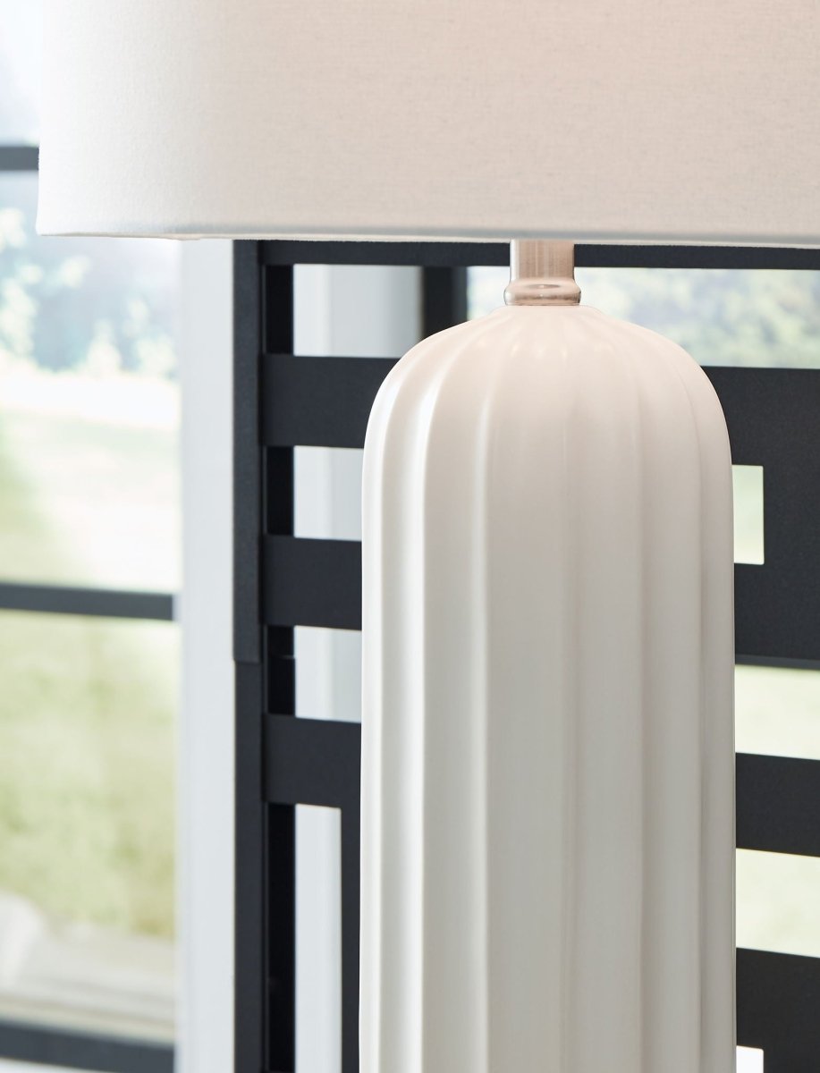 Clarkland - Ceramic Table Lamp (Set of 2) - White Table Lamps by Signature Design by Ashley® - Walls Furniture & Mattress