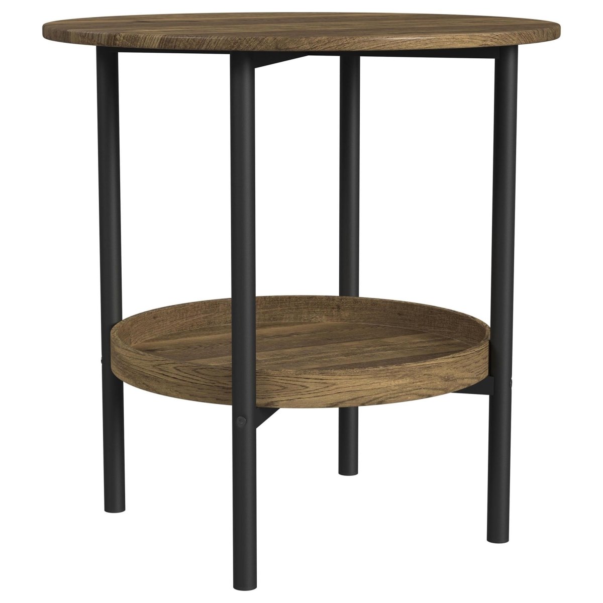 Delfin - Round Glass Top Side End Table - Black And Brown End Tables by Coaster Fine Furniture - Walls Furniture & Mattress
