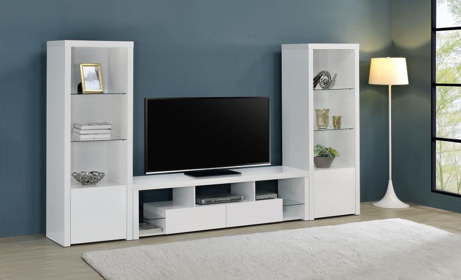 Jude - 3 Piece TV Entertainment Center - White High Gloss Entertainment Centers by Coaster Fine Furniture - Walls Furniture & Mattress