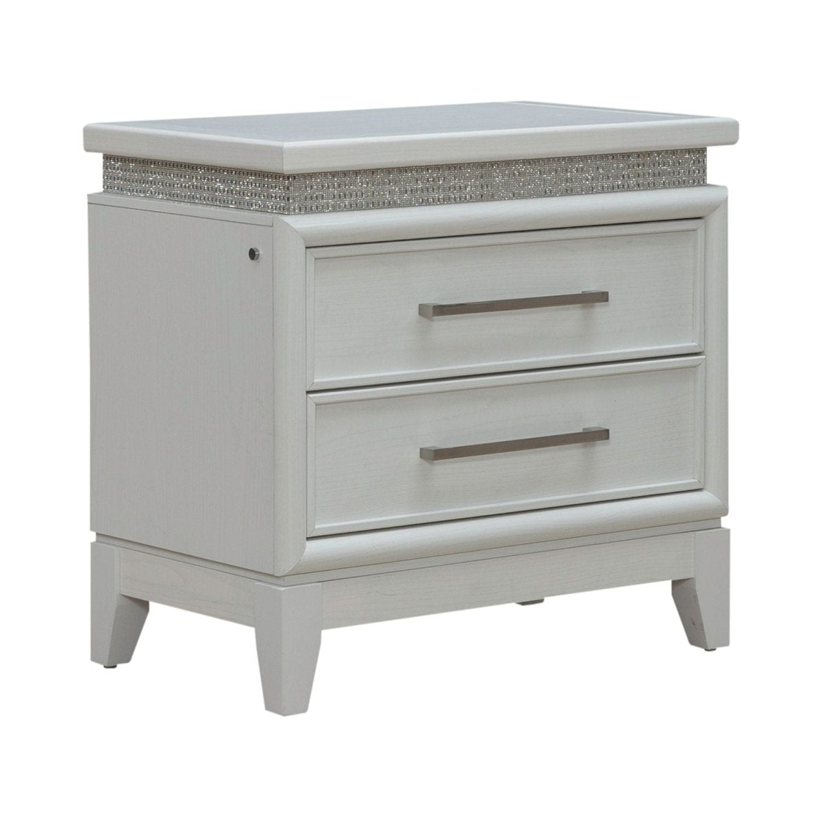 Reflections - Nightstand With Lights and Charging Station - White Nightstands w/ Charging Stations by Liberty Furniture - Walls Furniture & Mattress