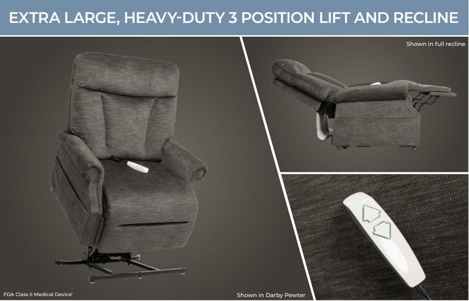 TRIO Tenacity Pewter Extra Large Heavy Duty Lift Chair