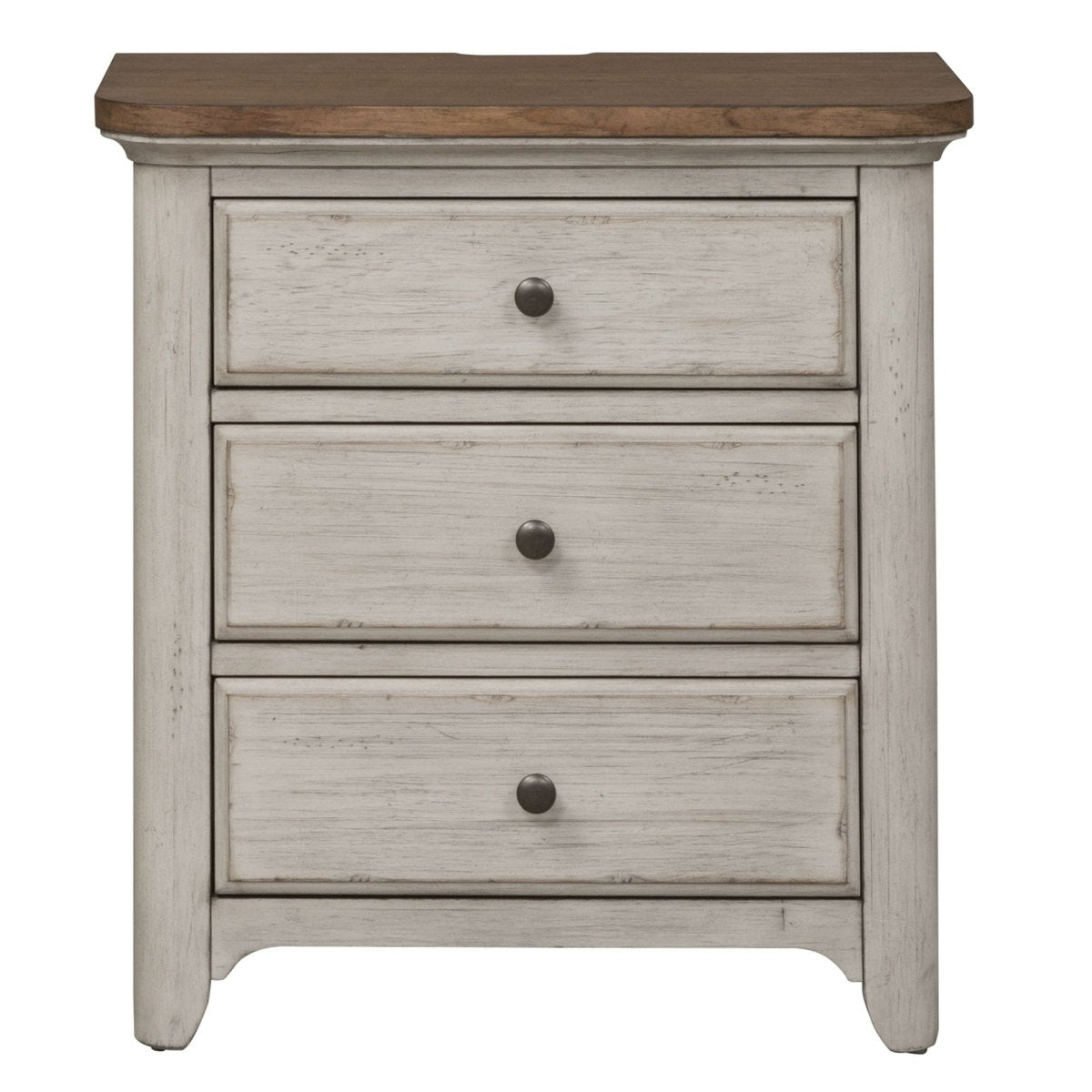 Farmhouse Reimagined - 3 Drawer Nightstand With Charging Station - White Nightstands w/ Charging Stations by Liberty Furniture - Walls Furniture & Mattress