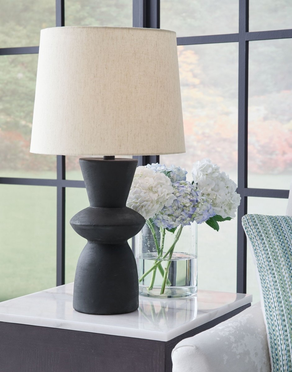Scarbot - Paper Table Lamp (Set of 2) - Distressed Black Table Lamps by Signature Design by Ashley® - Walls Furniture & Mattress
