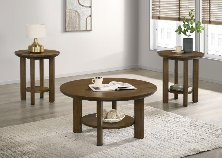 Ottowa - Round Wood Coffee Table Set Table Sets by Coaster Fine Furniture - Walls Furniture & Mattress