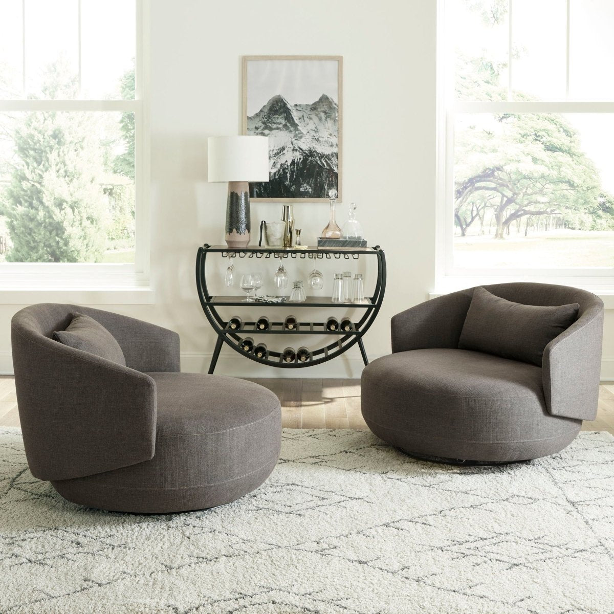 Haley - Upholstered Swivel Cuddler Chair Swivel Chairs by Liberty Furniture - Walls Furniture & Mattress