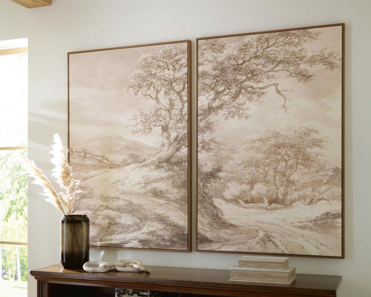 Stormish - Wall Art Set (Set of 2) - Beige / Brown Canvas Art Sets by Signature Design by Ashley® - Walls Furniture & Mattress