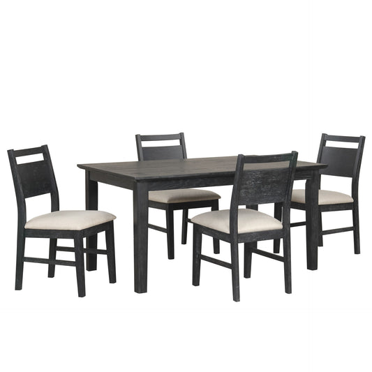 Sable Crest - 5 Piece Set (Rectangle Dining Table & 4 Chairs) - Black