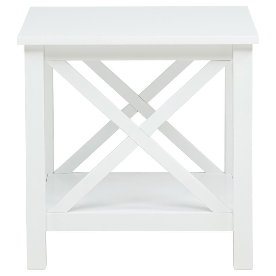 Skyview - Square Pine Wood Side End Table With Shelf - White End Tables by Coaster Fine Furniture - Walls Furniture & Mattress