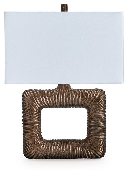 Garronby - Antique Brass Finish - Metal Table Lamp Table Lamps by Signature Design by Ashley® - Walls Furniture & Mattress