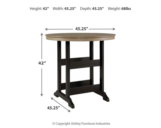 Fairen Trail - Round Bar Table w/Umb OPT - Black / Driftwood Bar Tables by Signature Design by Ashley® - Walls Furniture & Mattress