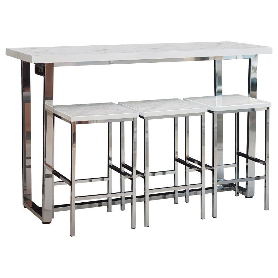 Marmot - 4 Piece Rectangular Counter Height Table Set - Chrome 4 Piece Dining Room Sets by CoasterEveryday - Walls Furniture & Mattress