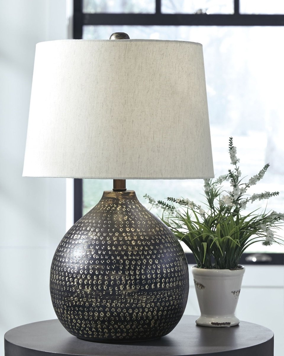 Maire - Metal Table Lamp - Black / Gold Finish Table Lamps by Signature Design by Ashley® - Walls Furniture & Mattress