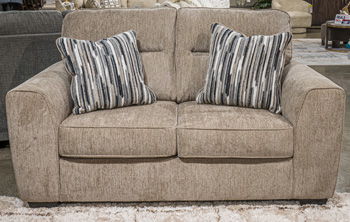 Olten - Mocha - Loveseat Stationary Loveseats by Benchcraft® - Walls Furniture & Mattress