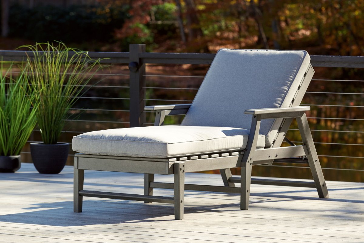 Visola - Chaise Lounge with Cushion - Gray Lounge Chairs by Signature Design by Ashley® - Walls Furniture & Mattress