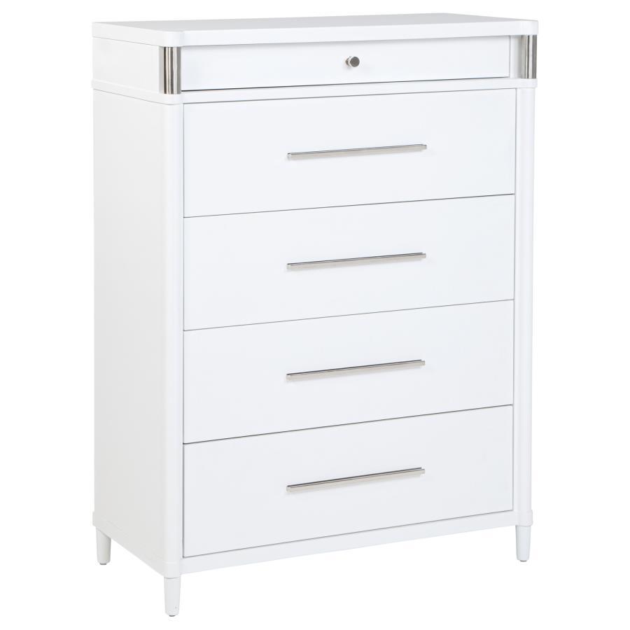 Gracemont - 5 - Drawer Bedroom Chest Of Drawers - White Accent Chests by Coaster Fine Furniture - Walls Furniture & Mattress