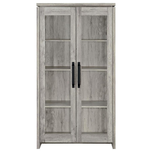 Alejo - 2 Door Engineered Wood Tall Cabinet - Gray Driftwood Curio Cabinets by CoasterEssence - Walls Furniture & Mattress