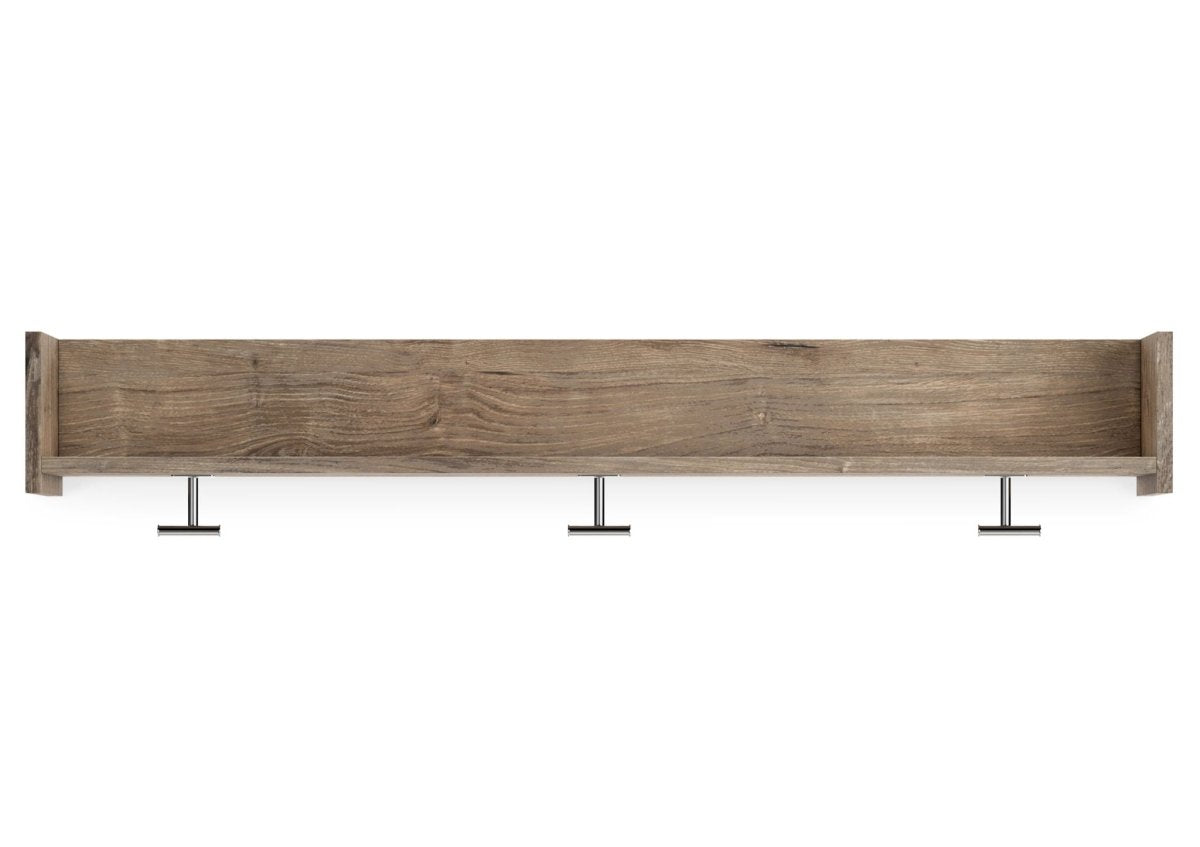Oliah - Wall Mounted Coat Rack w/Shelf - Natural Wall Mounted Coat Racks by Signature Design by Ashley® - Walls Furniture & Mattress