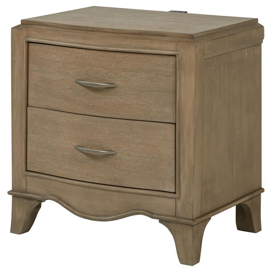 Revello - 2 - Drawer Nightstand Bedside Table - Washed Mango Nightstands w/ Charging Stations by Coaster Fine Furniture - Walls Furniture & Mattress