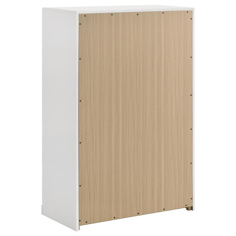 Ines - 5 - Drawer Bedroom Chest Of Drawers - White High Gloss Accent Chests by Coaster Fine Furniture - Walls Furniture & Mattress